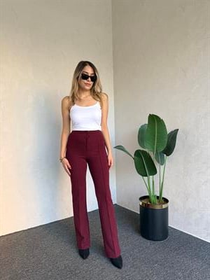 Krep Palazzo Pantolon Bordo - 1071