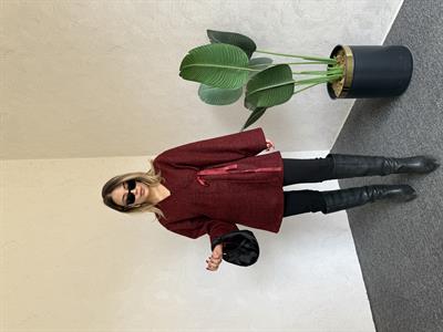 Kruvaze Buklet Ceket Bordo - 1077