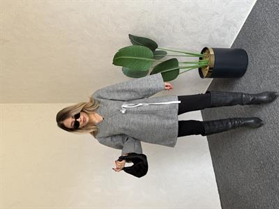 Kruvaze Buklet Ceket Gri - 1077