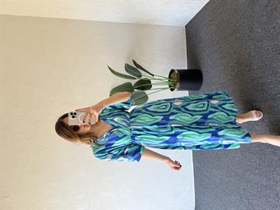 Kruvaze Yırtmaçlı Elbise Aqua - 1042