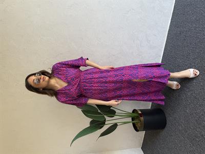 Kruvaze Yırtmaçlı Elbise Pembe - 1042