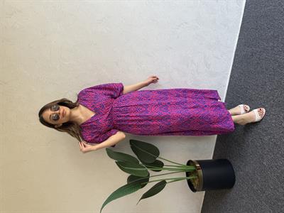 Kruvaze Yırtmaçlı Elbise Pembe - 1042