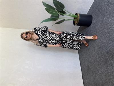 Kruvaze Yırtmaçlı Elbise Siyah- 1042