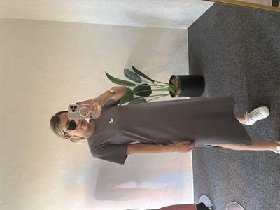 Kuşlu Basic Elbise Gri - 1053