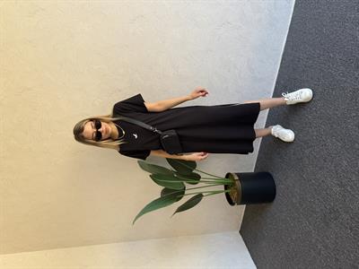 Kuşlu Basic Elbise Siyah - 1053