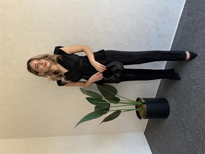 Pliseli Kolsuz Takım Siyah - 1057