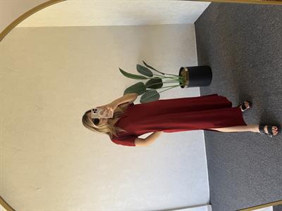 Polo Yaka Modal Elbise Bordo -1060