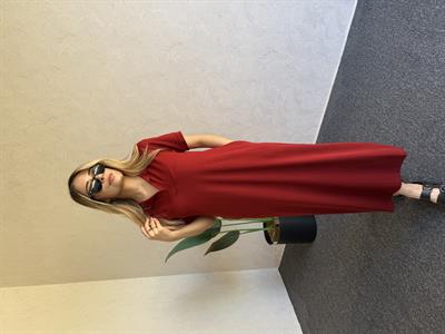 Polo Yaka Modal Elbise Bordo -1060