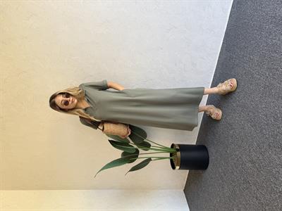 Polo Yaka Modal Elbise Haki - 1060