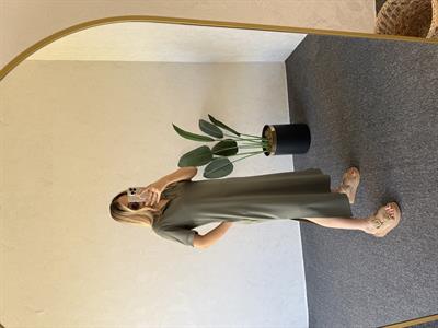 Polo Yaka Modal Elbise Haki - 1060