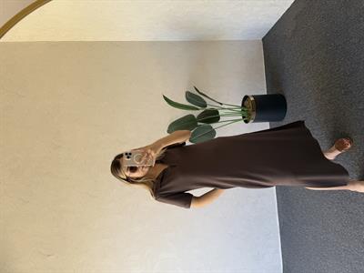 Polo Yaka Modal Elbise Kahverengi - 1060