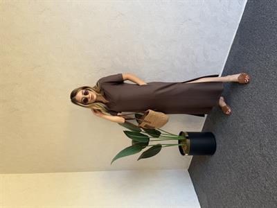 Polo Yaka Modal Elbise Kahverengi - 1060