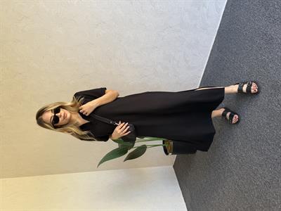 Polo Yaka Modal Elbise Siyah - 1060