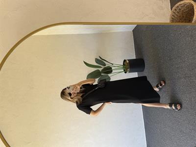 Polo Yaka Modal Elbise Siyah - 1060