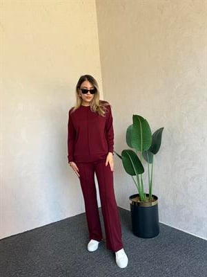 Uzun Kol Modal Takım Bordo - 1076
