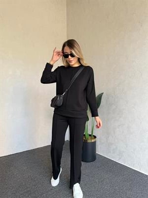 Uzun Kol Modal Takım Siyah - 1076
