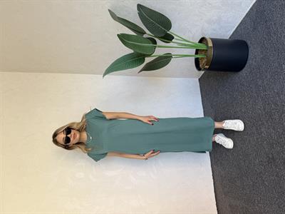 Vatkalı Modal Elbise Yeşil - 1056