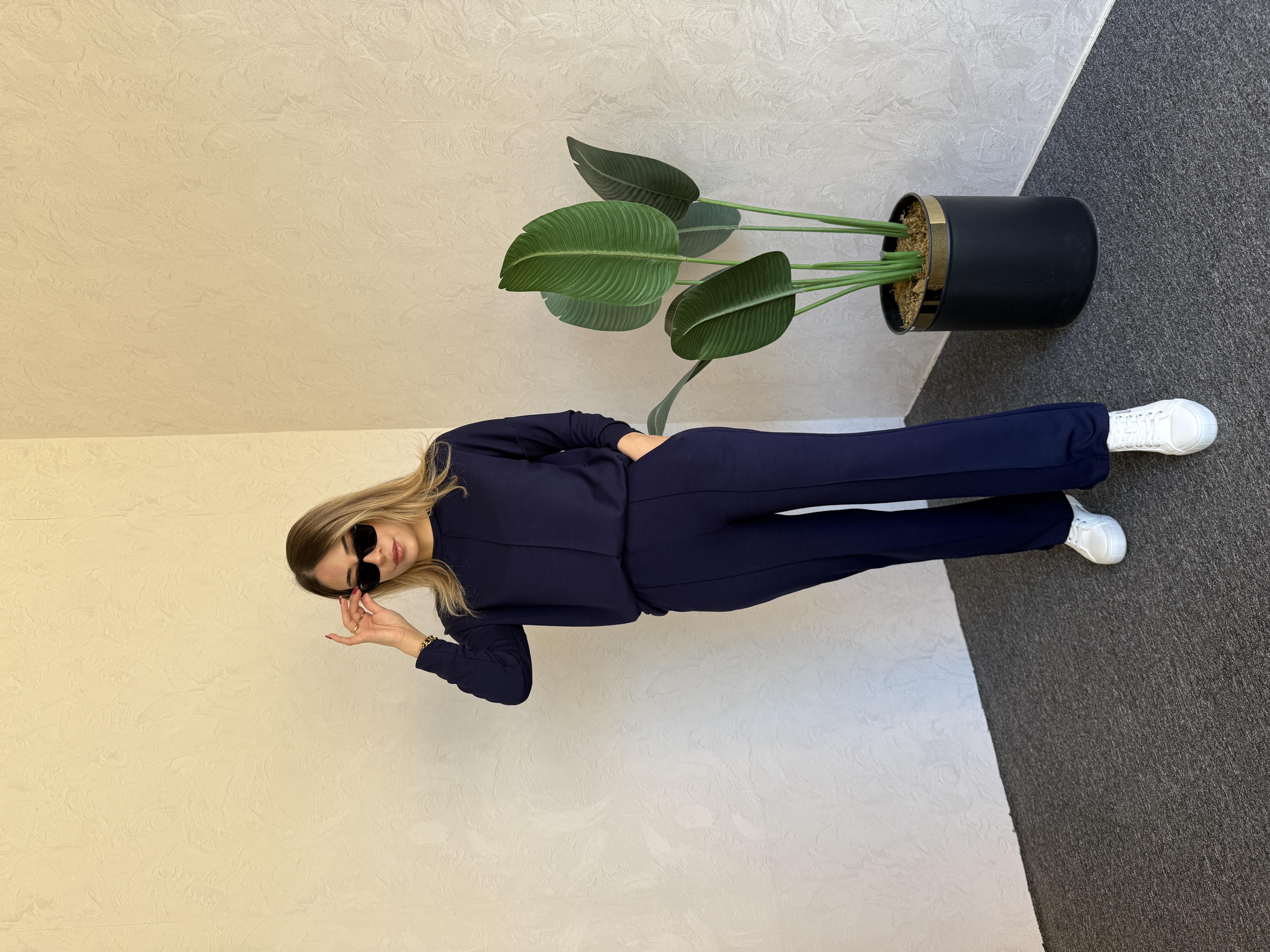 Uzun Kol Modal Takım Lacivert - 1076