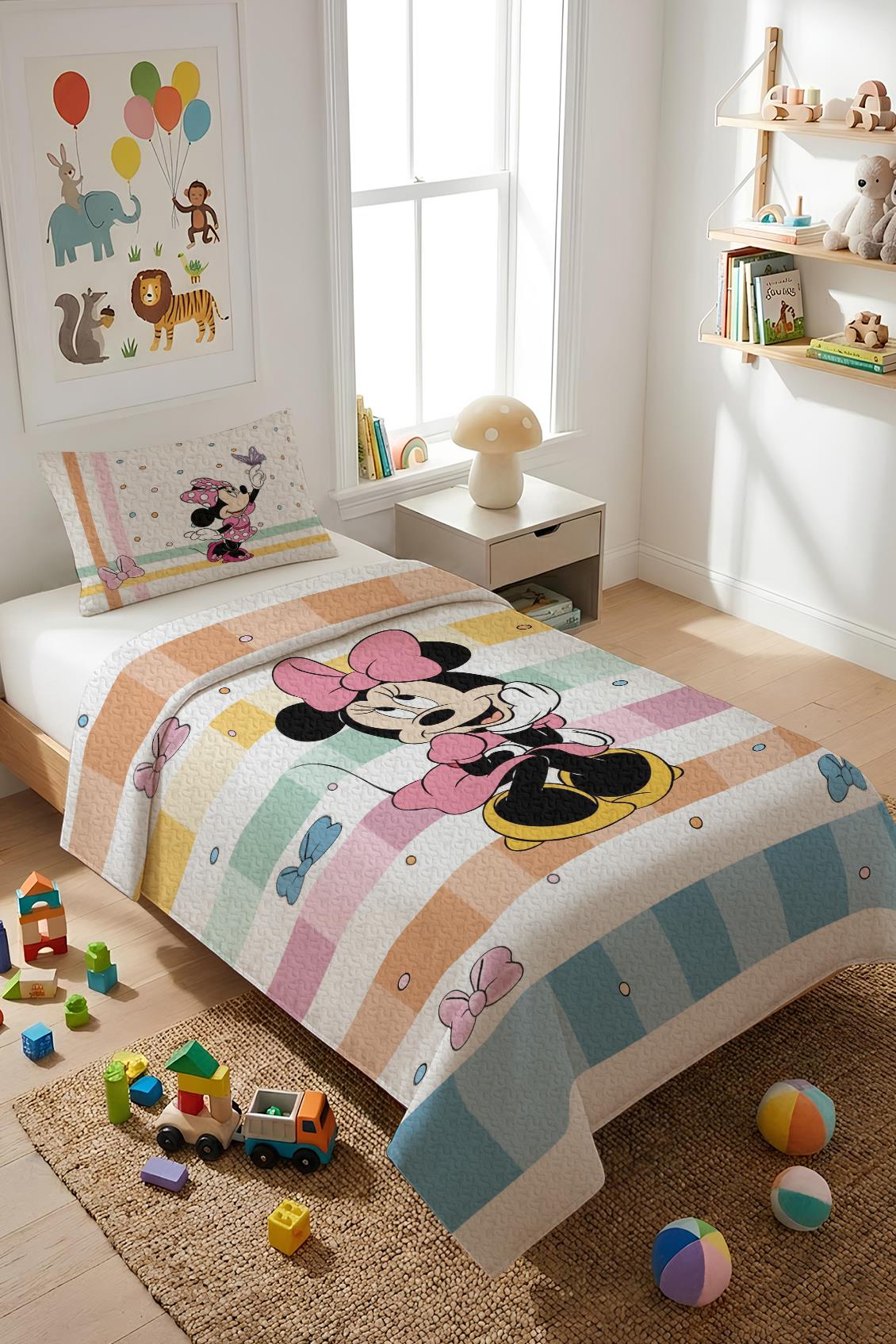 Mickey Kadife Kumaş Çocuk Yatak Örtüsü Seti (2 Parça) TKY0026