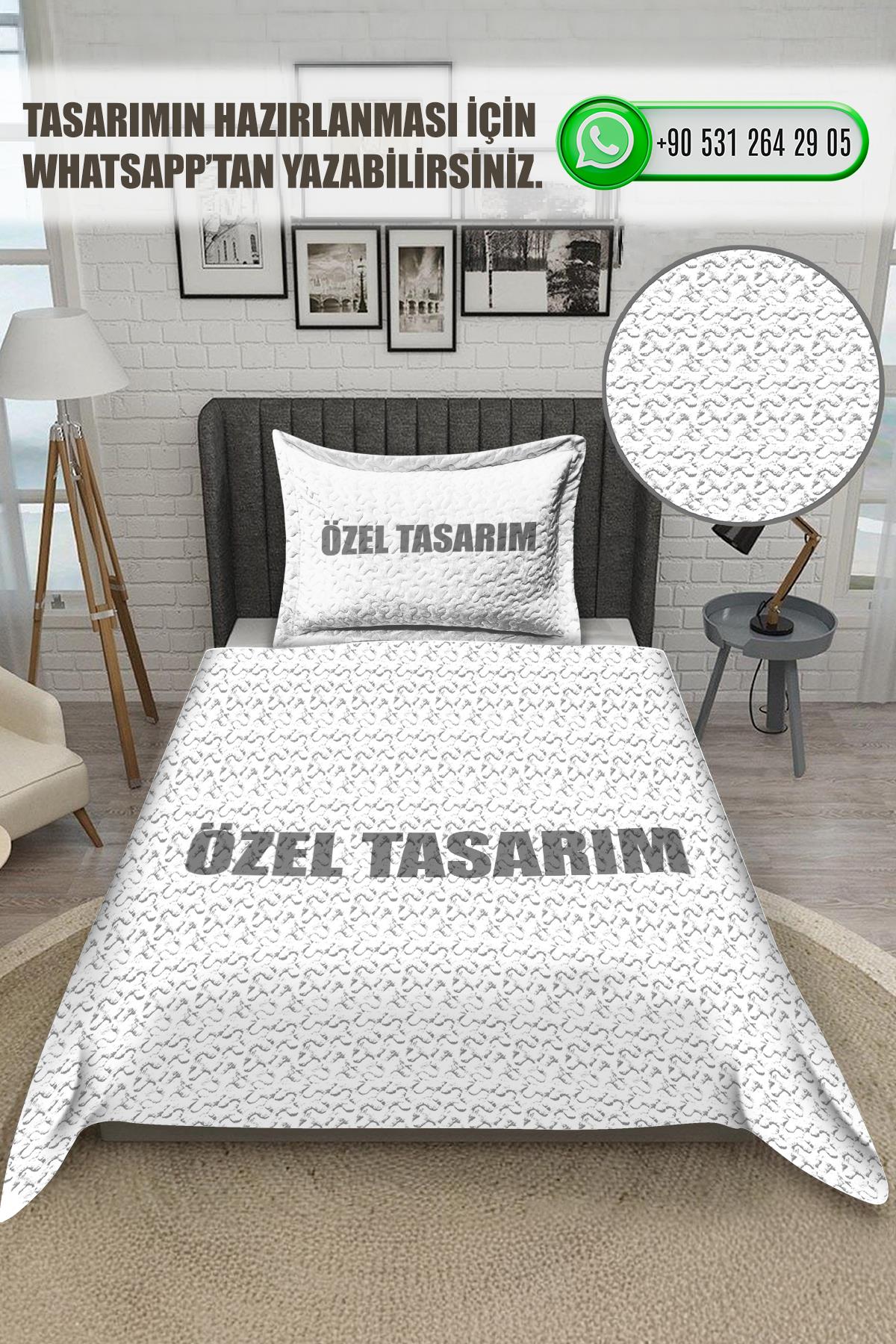 Parlak Kadife Kumaş Kapitoneli Tek Kişilik Yatak Örtüsü Seti (2 Parça)