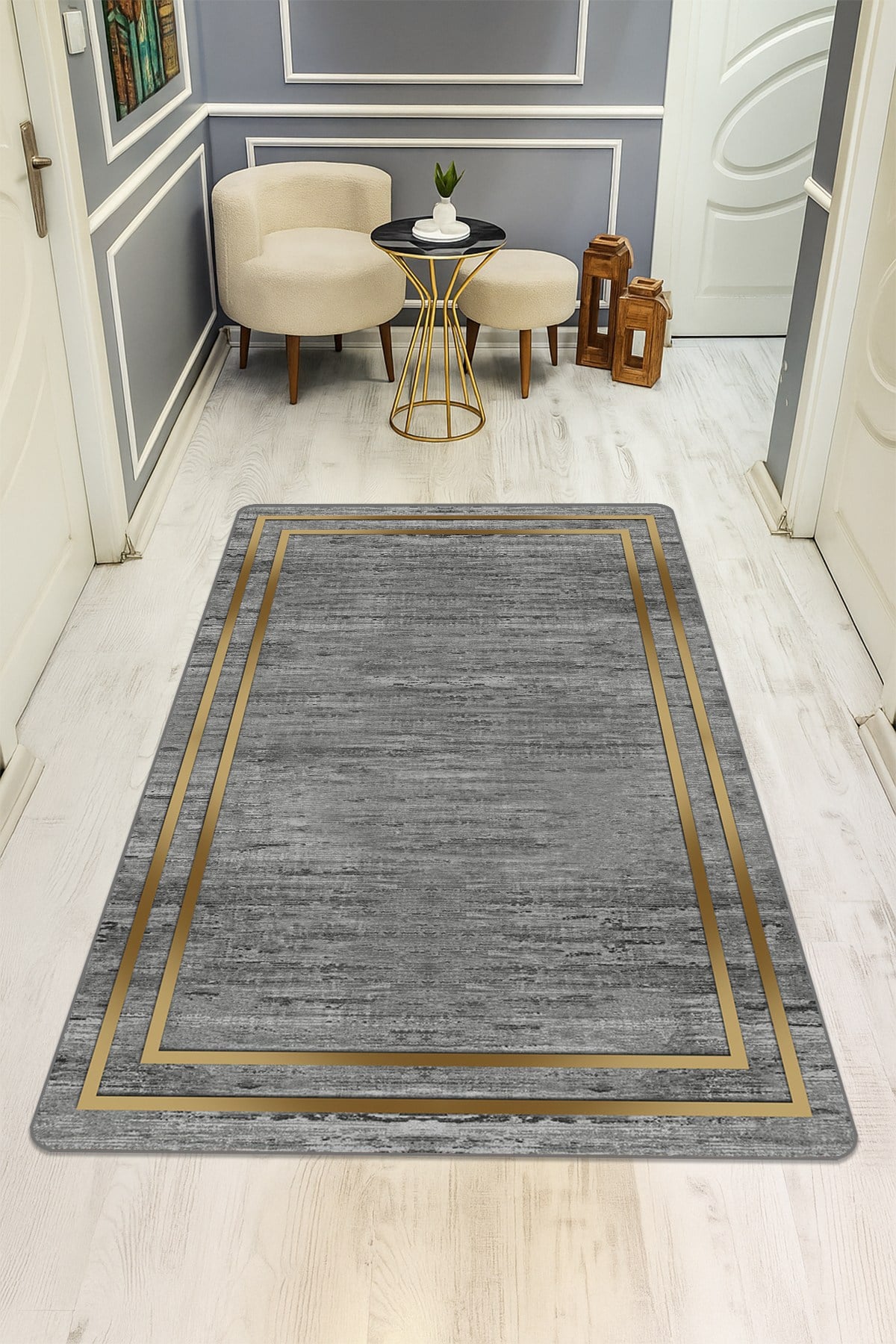 Modern Desenli Dijital Baskı Kaymaz Taban Halı H0219