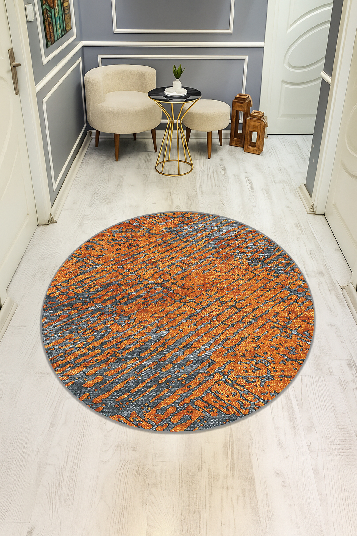 Dijital Baskı Modern Kaymaz Taban Halı H0345