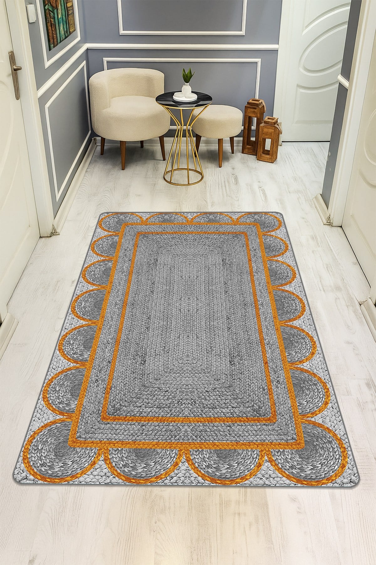 Modern Desenli Dijital Baskı Kaymaz Taban Halı H0108