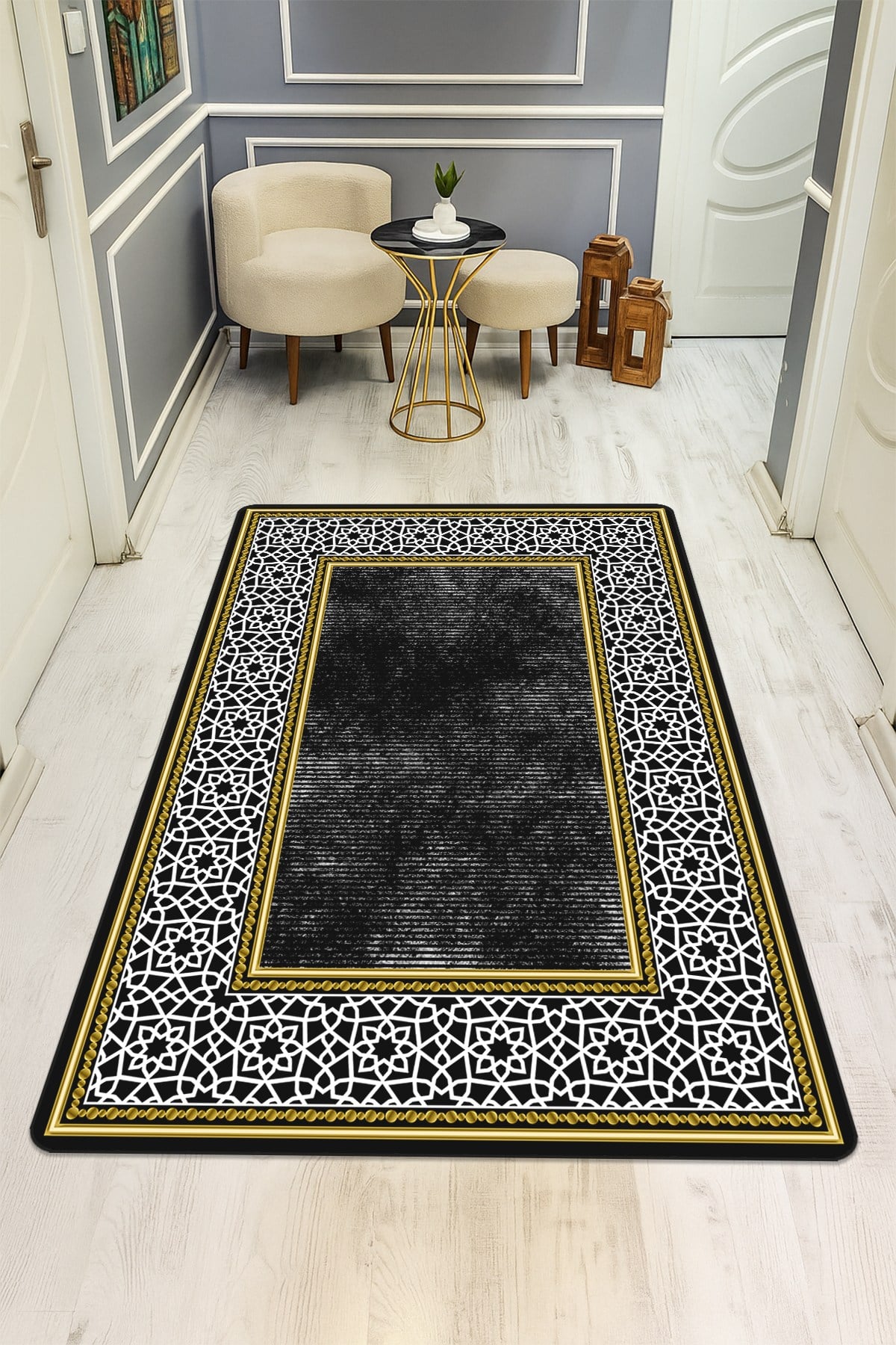 Modern Desenli Dijital Baskı Kaymaz Taban Halı H0109