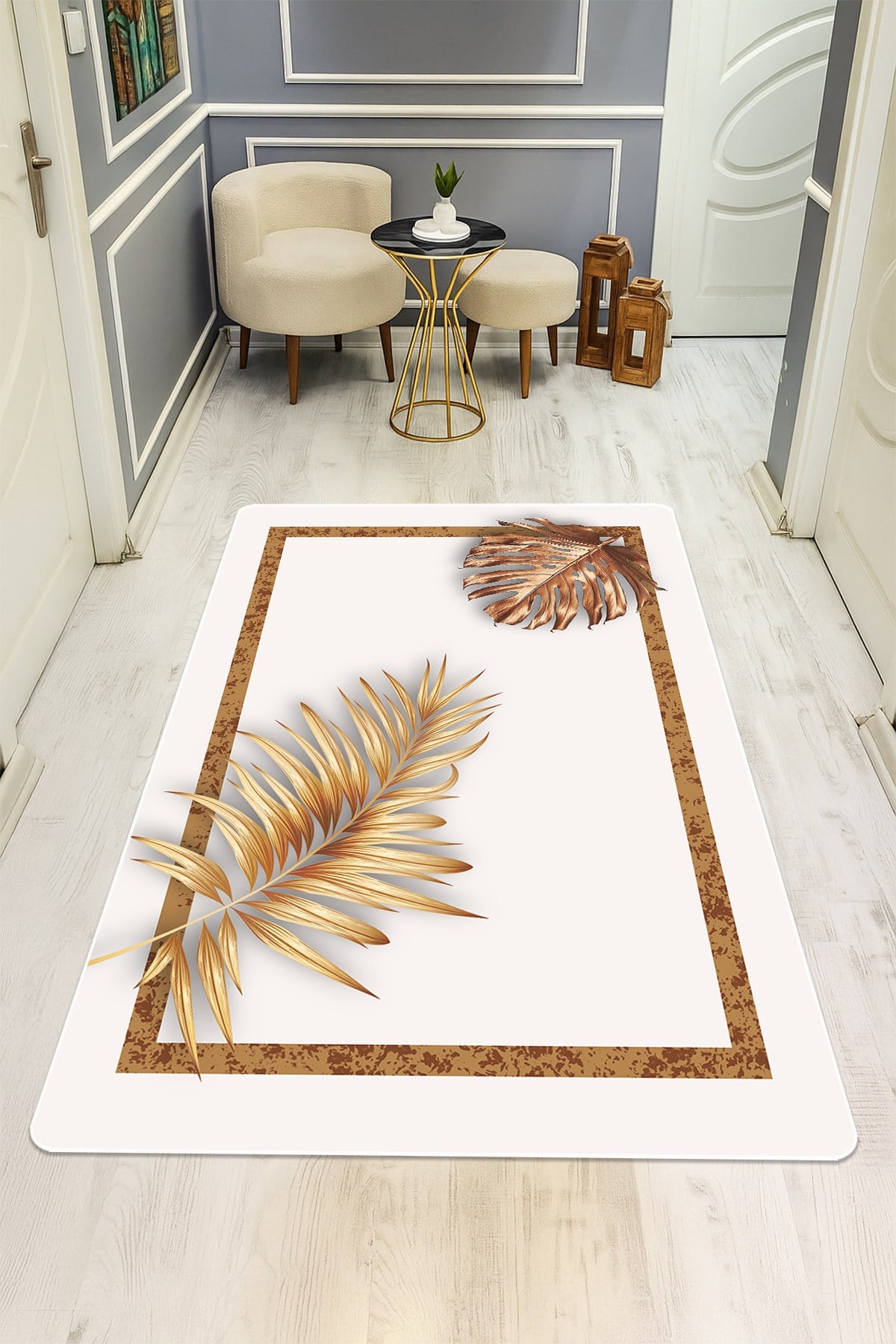 Modern Desenli Dijital Baskı Kaymaz Taban Halı H0142