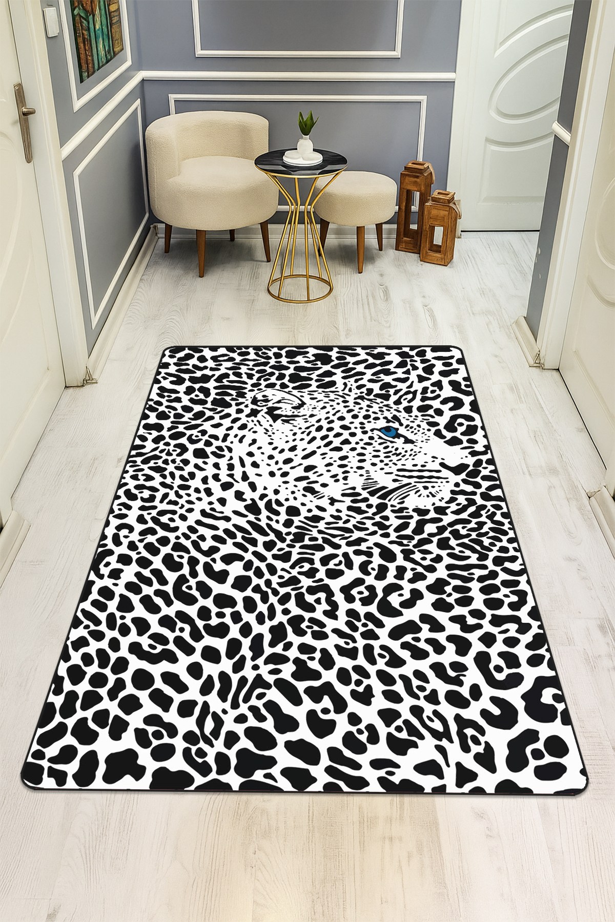 Modern Desenli Dijital Baskı Kaymaz Taban Halı H0227