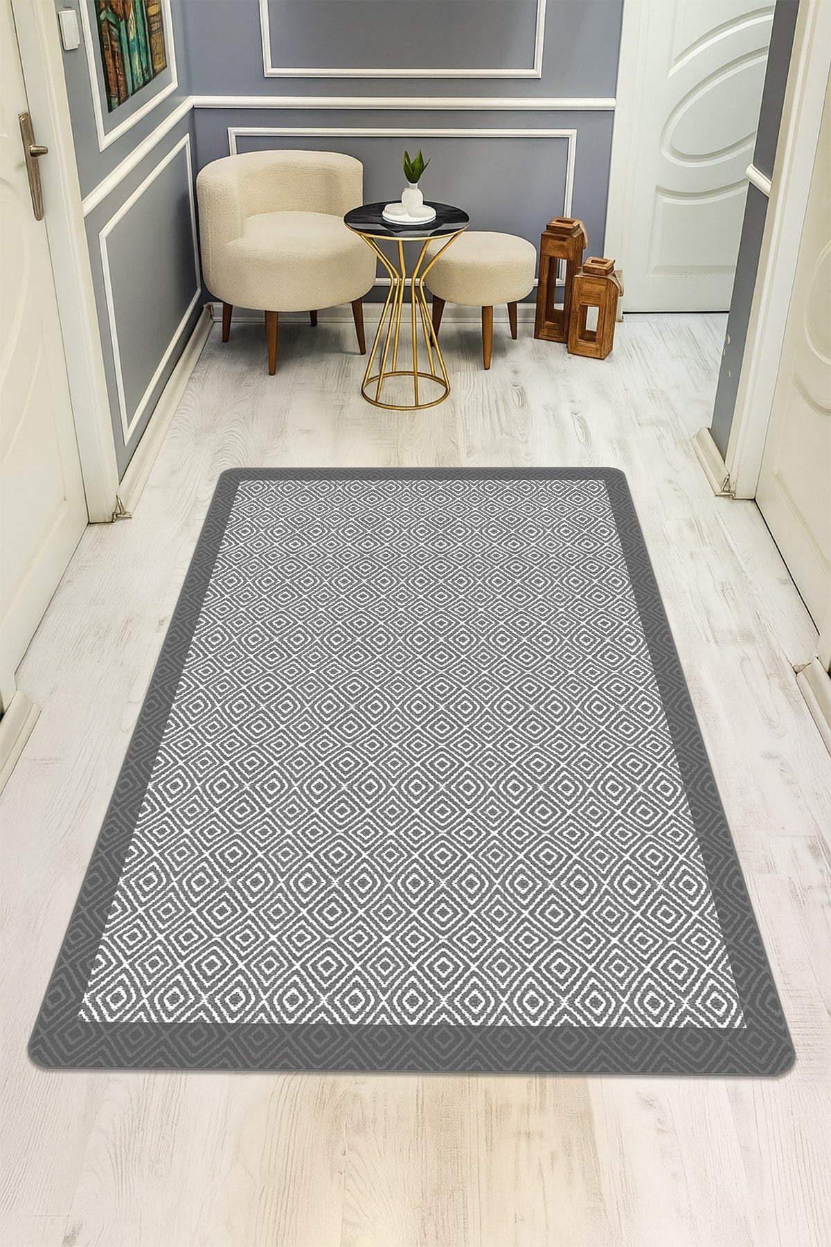Modern Desenli Dijital Baskı Kaymaz Taban Halı H0205