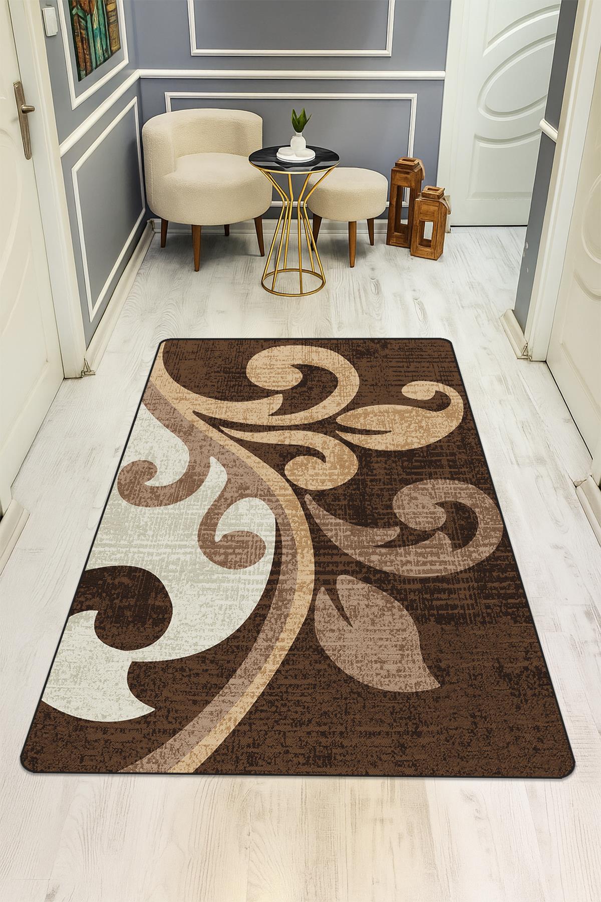 Modern Dijital Baskı Kaymaz Taban Halı H1006