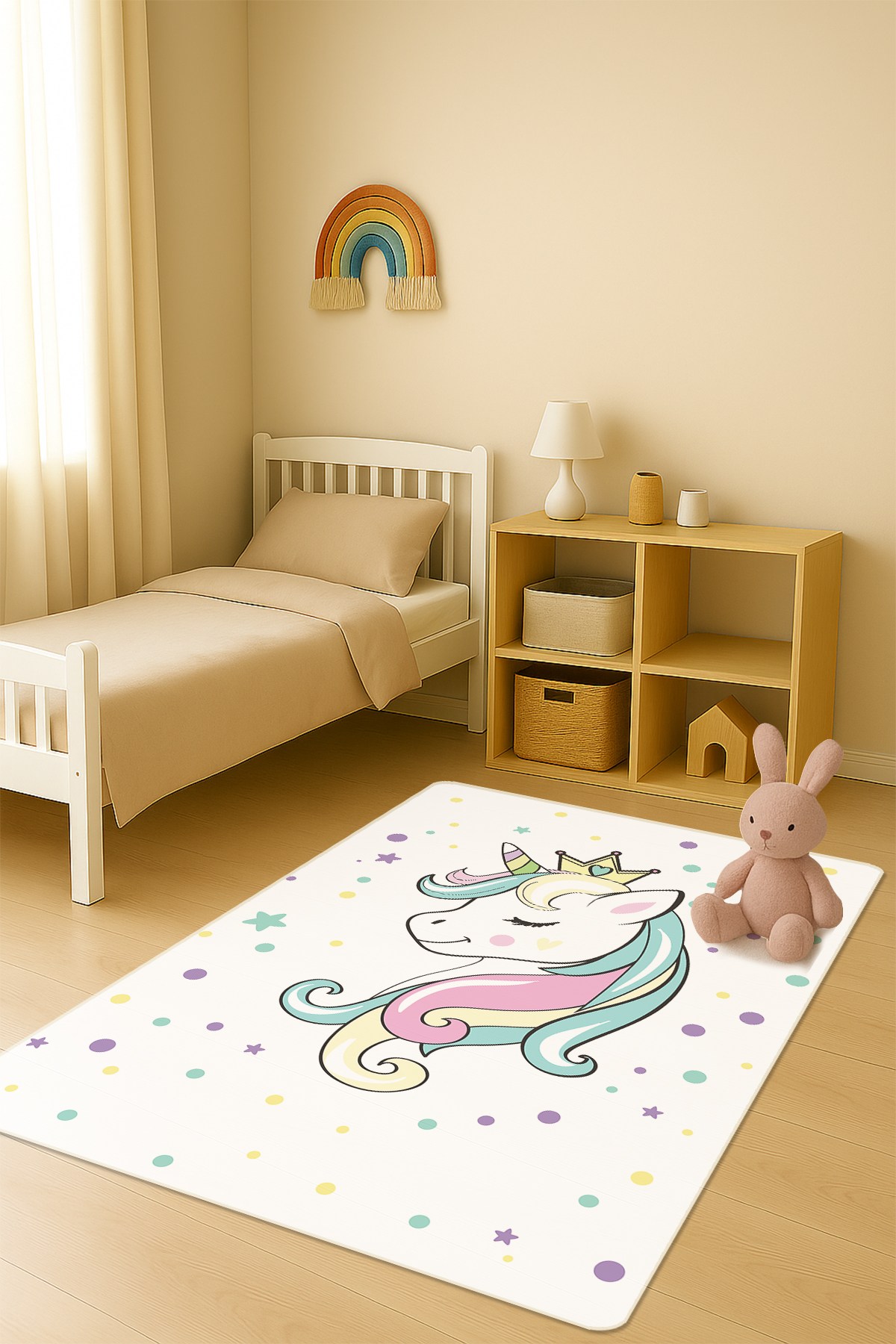 Modern Dijital Baskı Kaymaz Taban Çocuk ve Genç Odası Halısı H0772