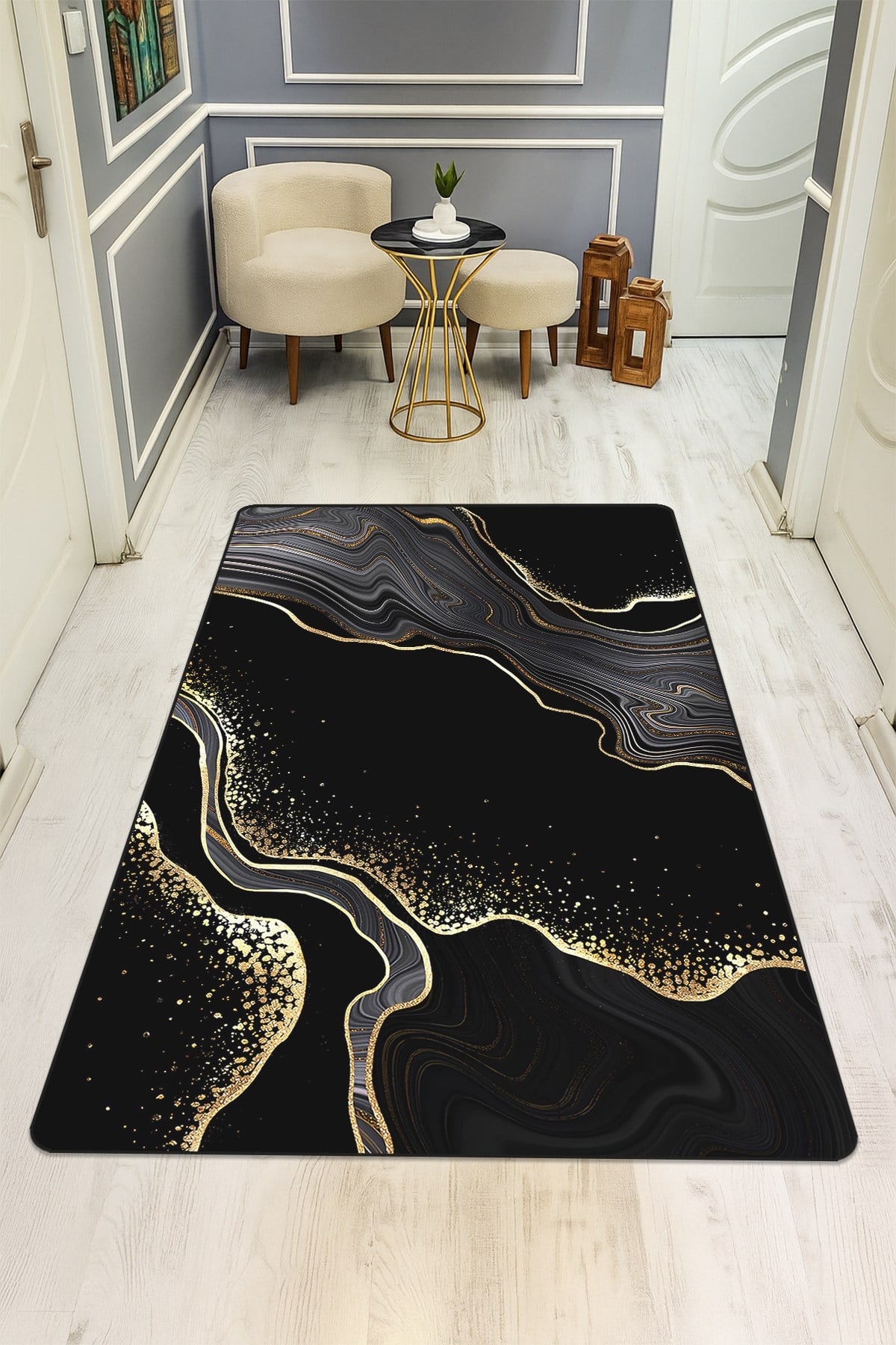 Modern Desenli Dijital Baskı Kaymaz Taban Halı H0145
