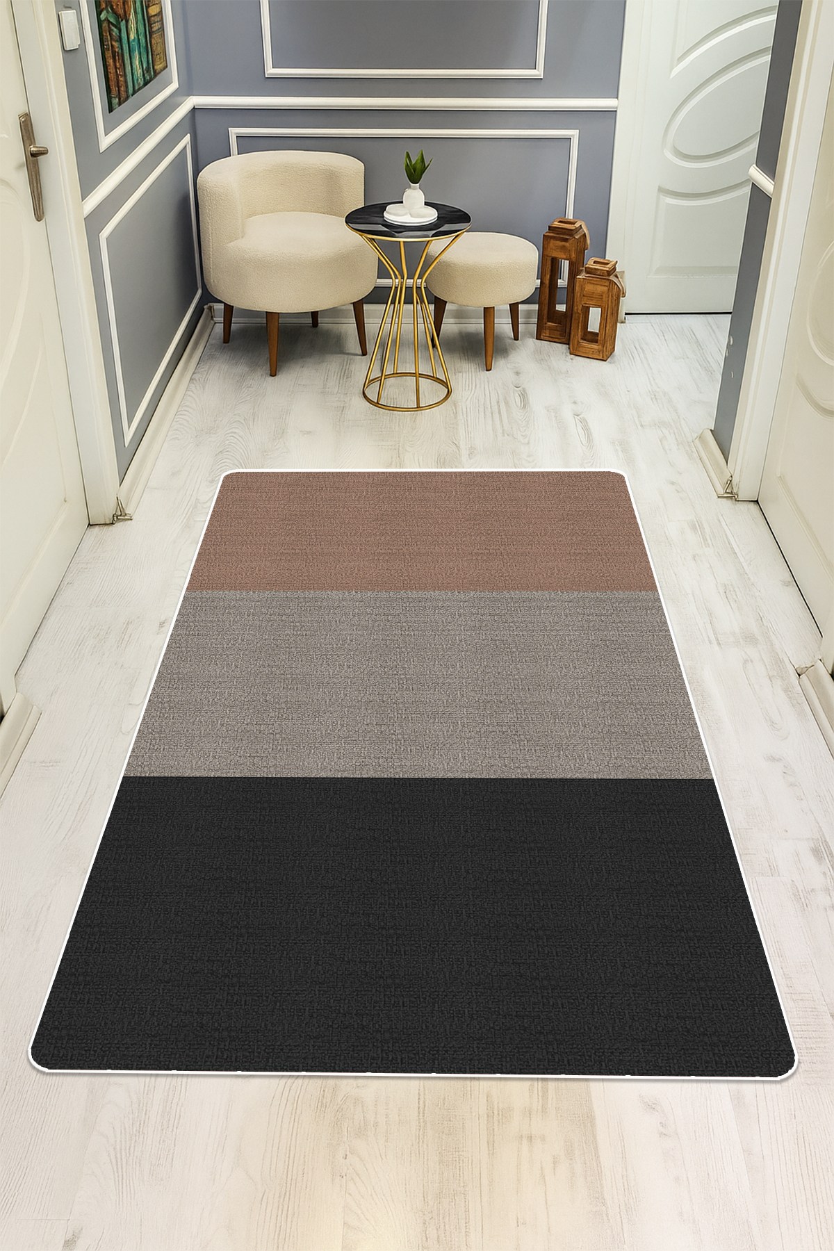Modern Desenli Dijital Baskı Kaymaz Taban Halı H0203