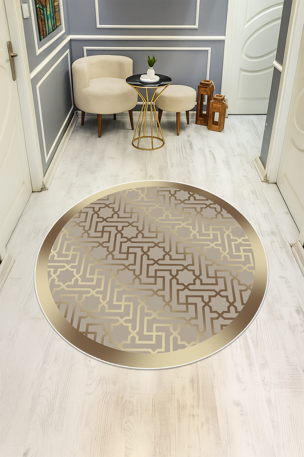 Dijital Baskı Modern Kaymaz Taban Halı H0332