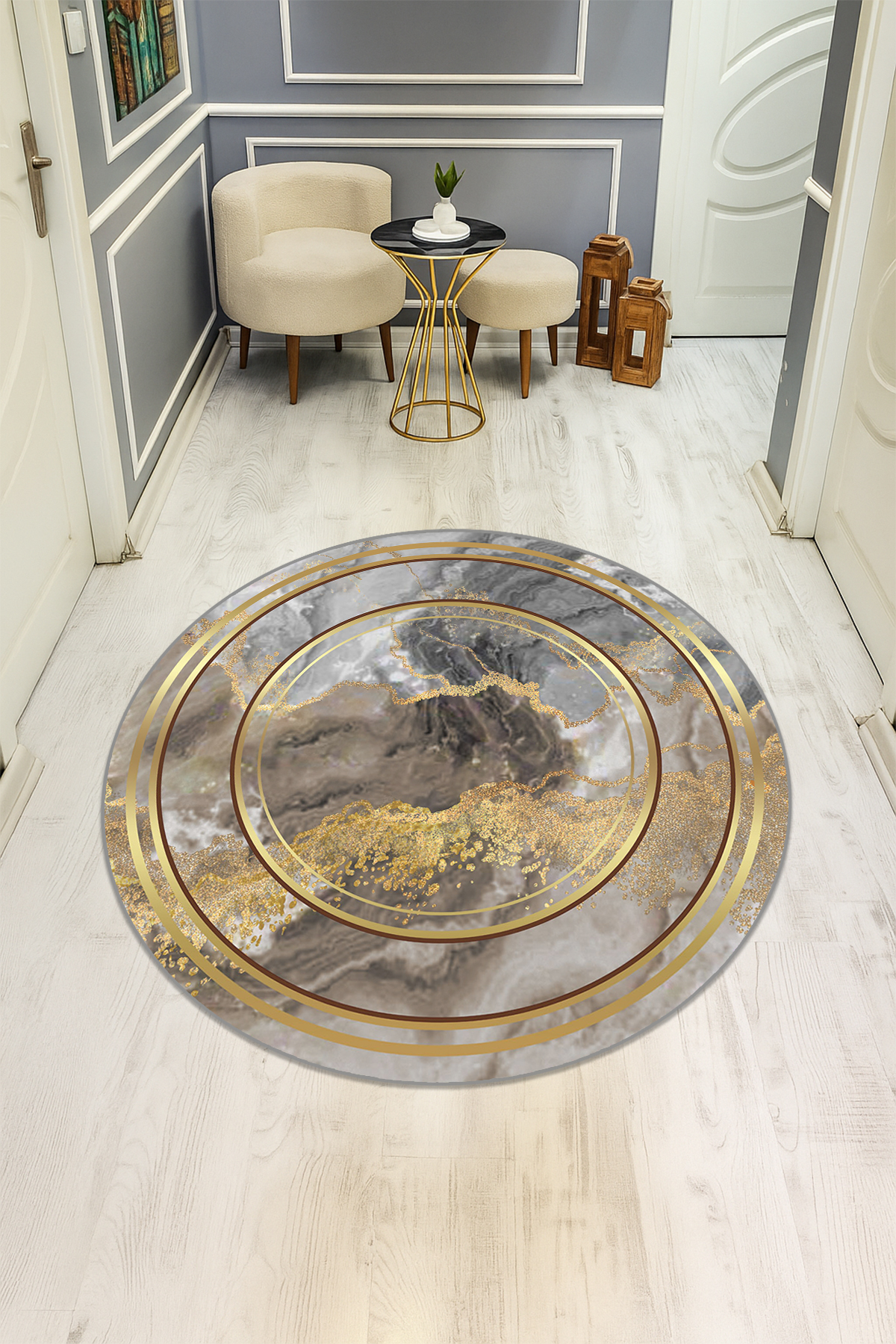 Dijital Baskı Modern Kaymaz Taban Halı H0343