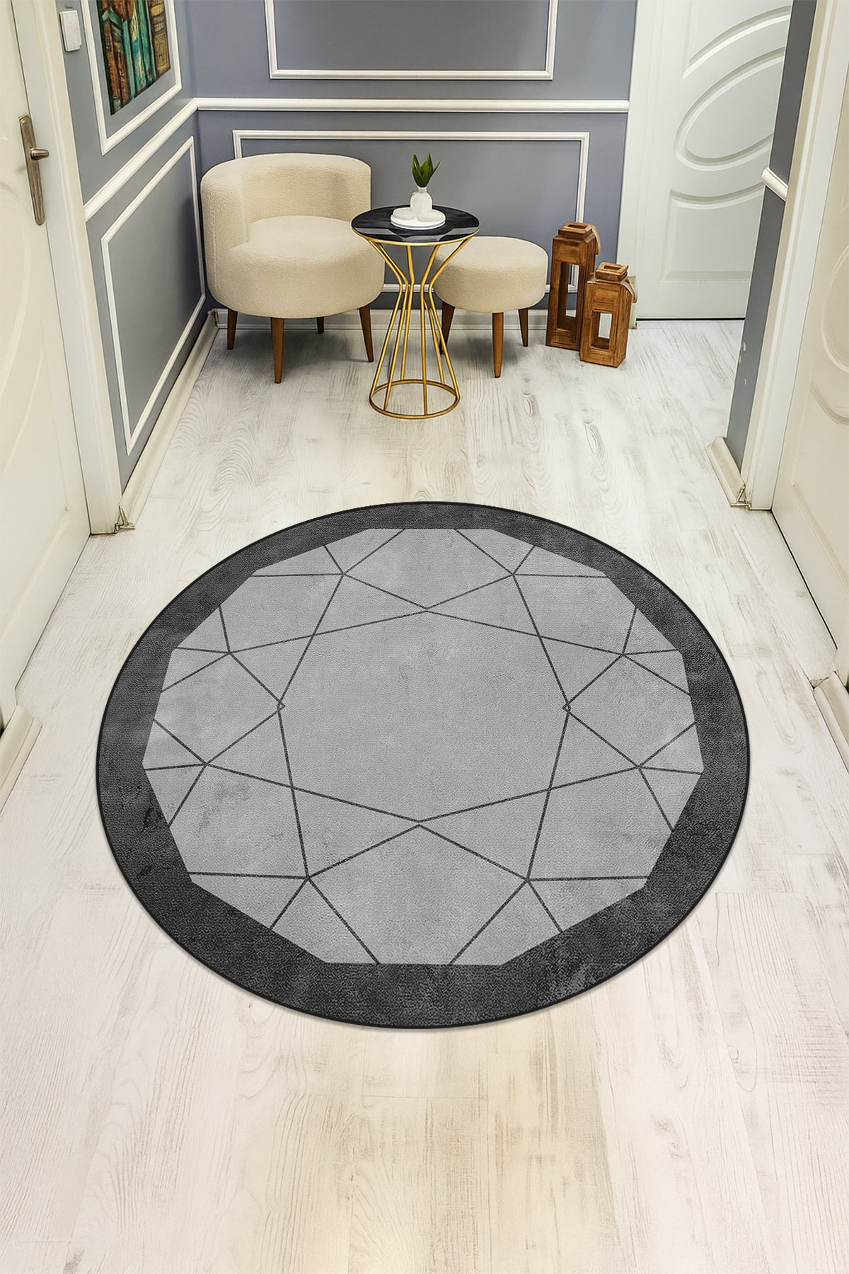 Dijital Baskı Modern Kaymaz Taban Halı H0337