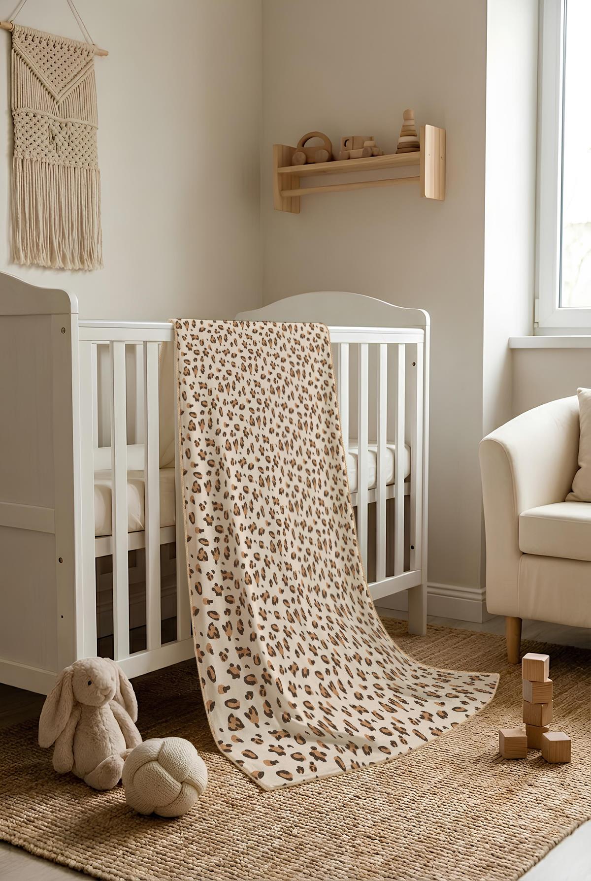 Leopar Desenli Soft Touch Termal Bebek Battaniyesi CBT0009