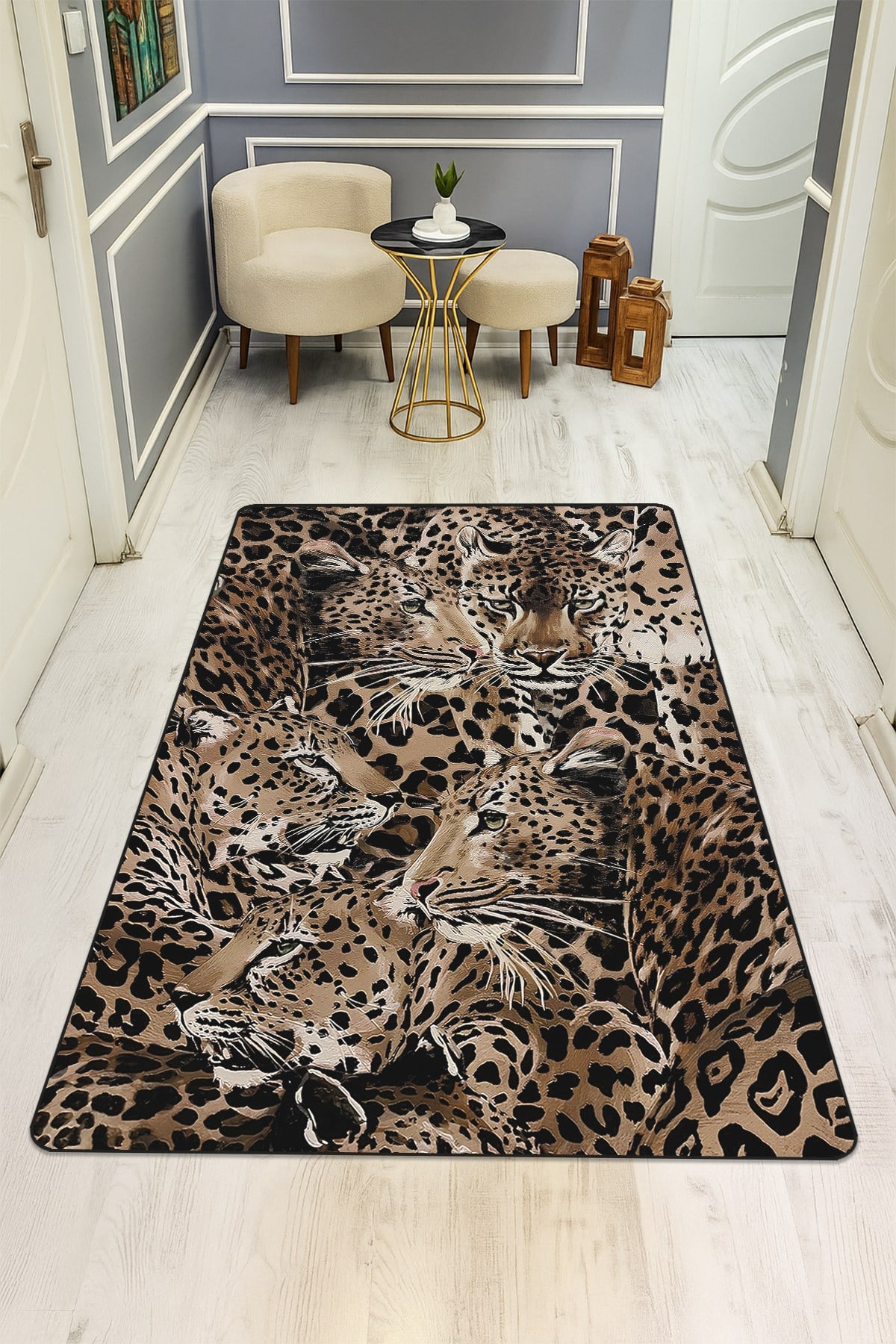 Modern Desenli Dijital Baskı Kaymaz Taban Halı H0158