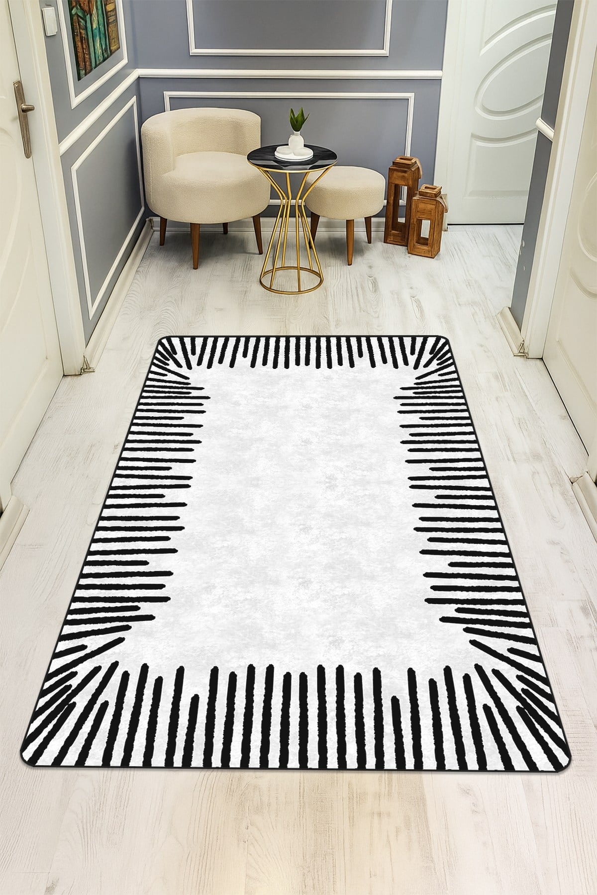 Modern Desenli Dijital Baskı Kaymaz Taban Halı H0107