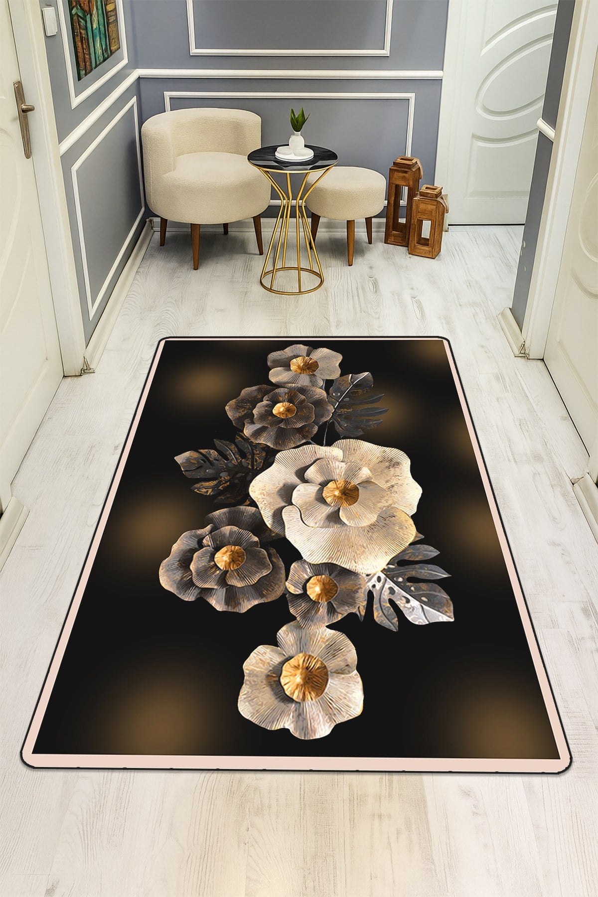 Modern Desenli Dijital Baskı Kaymaz Taban Halı H0194