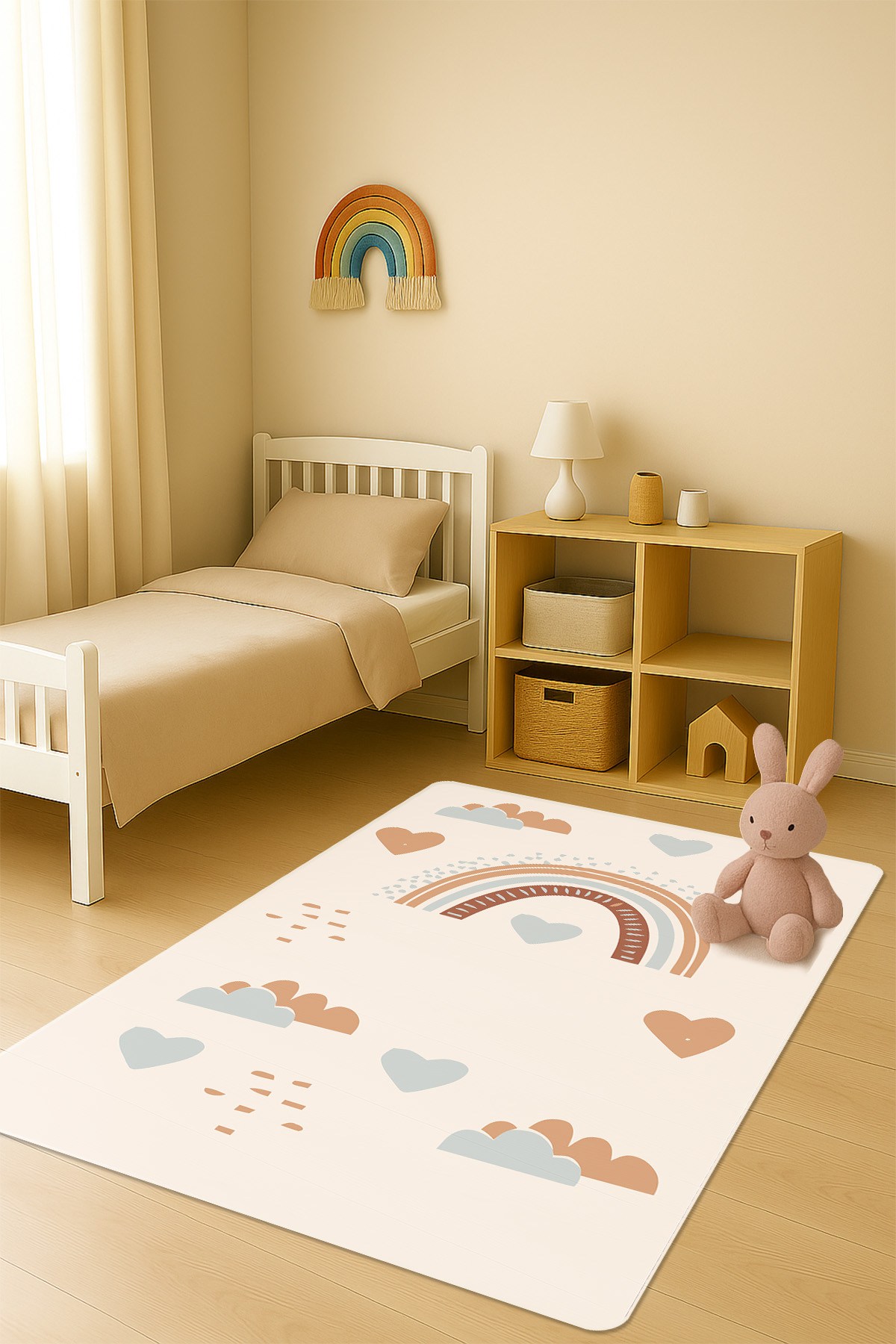 Modern Desenli Dijital Baskı Kaymaz Taban Çocuk ve Genç Odası Halısı H0755