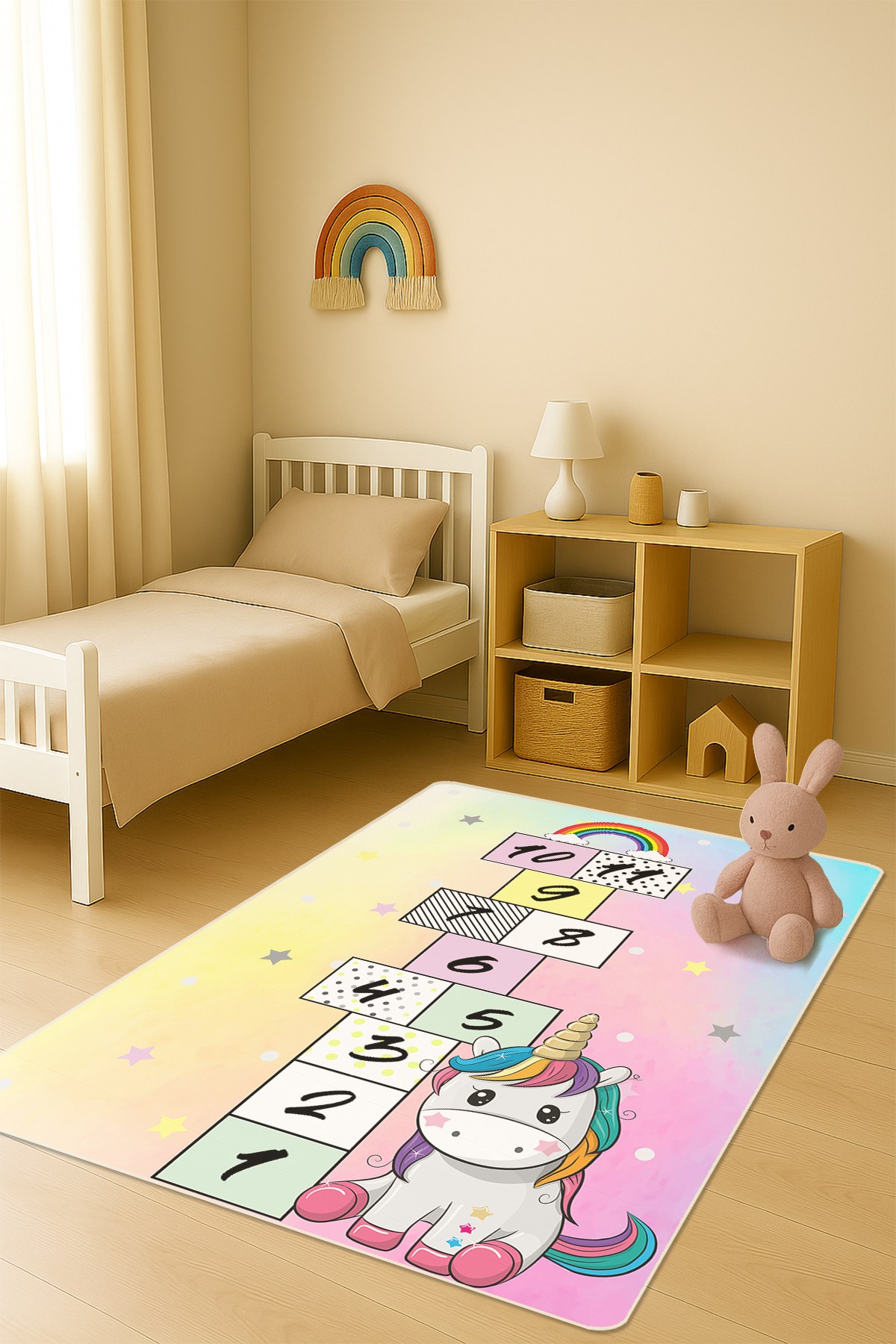 Modern Dijital Baskı Kaymaz Taban Çocuk ve Genç Odası Halısı H0683