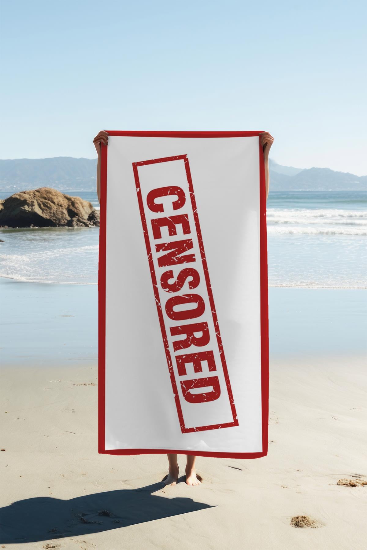 Dijital Baskı Plaj Deniz Havlusu Censored Desenli Peştamal HVL0012
