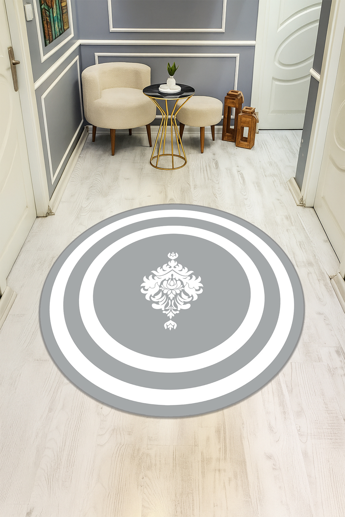 Dijital Baskı Modern Kaymaz Taban Halı H0358