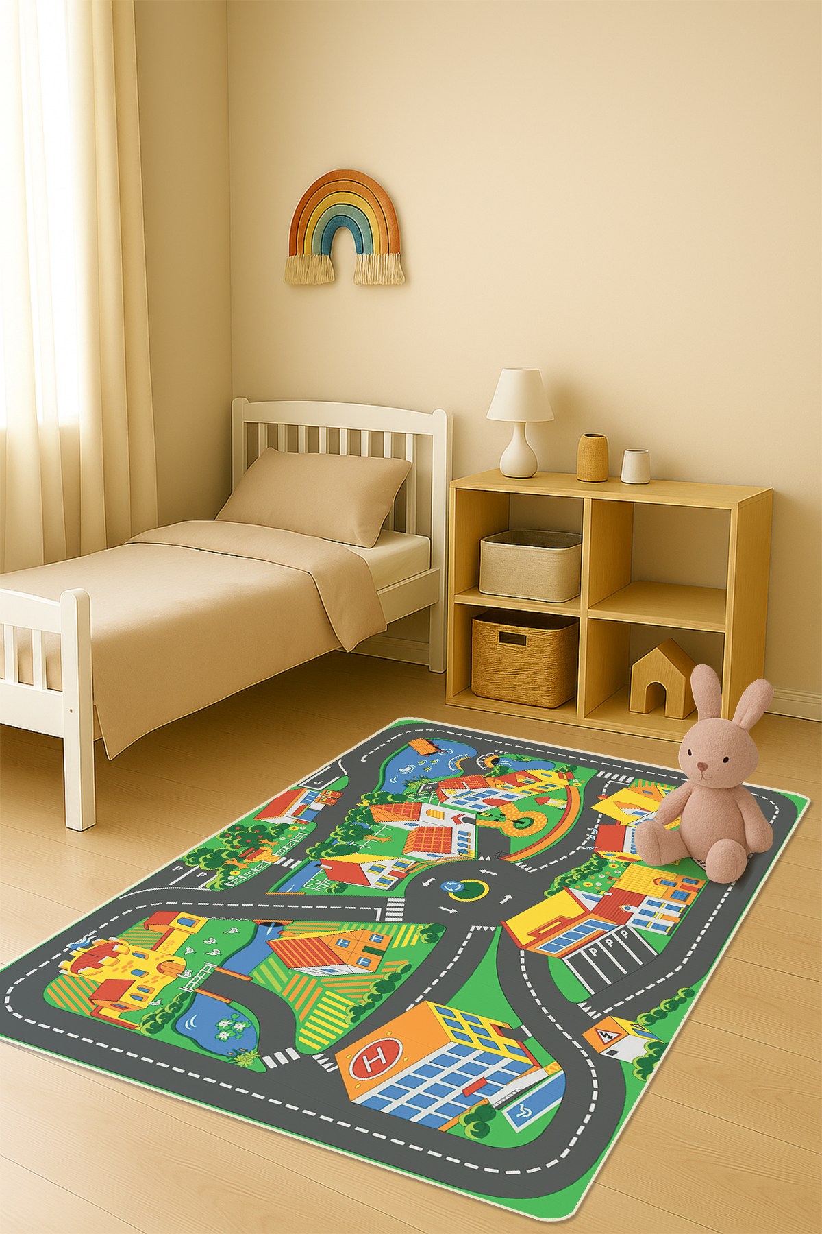 Modern Dijital Baskı Kaymaz Taban Çocuk ve Genç Odası Halısı H0722