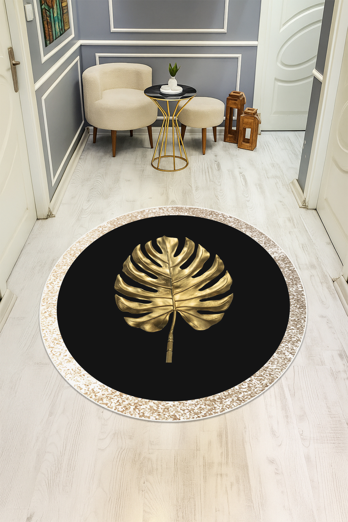 Dijital Baskı Modern Kaymaz Taban Halı H0355
