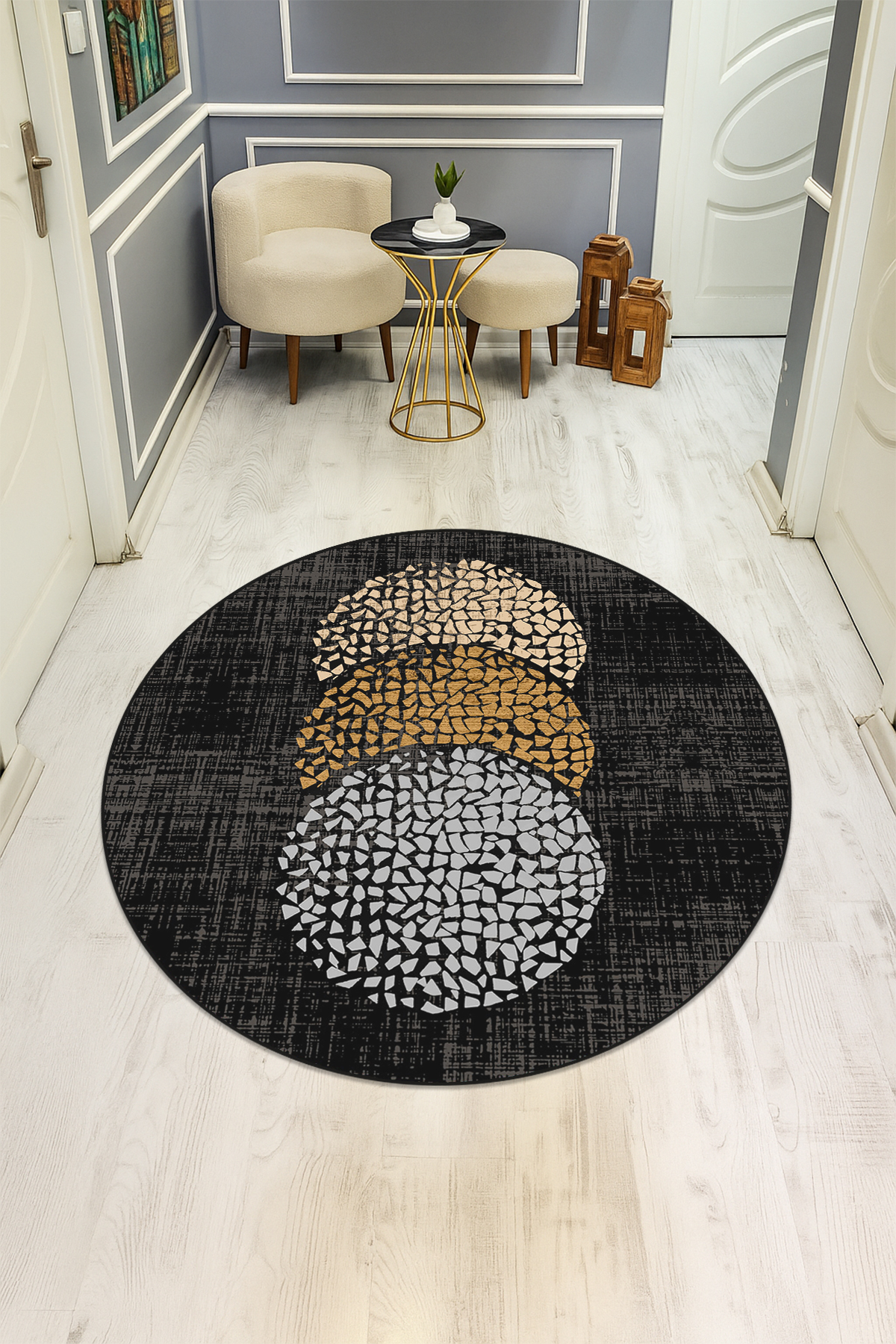 Dijital Baskı Modern Kaymaz Taban Halı H0327