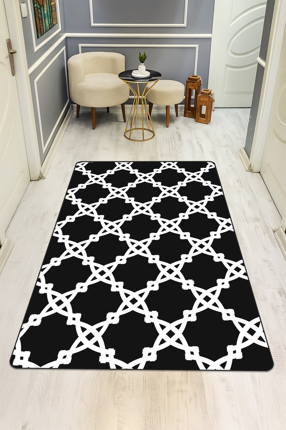 Modern Desenli Dijital Baskı Kaymaz Taban Halı H0192
